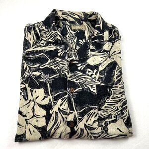 Natural Issue Tropical Hawaii Floral Mens M Shirt 100% Silk Short Sleeve Button